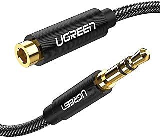UGREEN Headphone Extension Cable 3.5mm Audio Male to Female Stereo Extension Adapter Nylon Braided Cord Compatible for iPhone iPad Smartphones Headphones Tablets Media Players Gold Plated 6FT