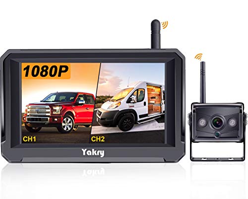 Yakry Y22 HD 1080P Digital Wireless Backup Camera 5'' Monitor Kit Hitch Rear View Camera System for RVs,Campers,Trucks,Vans IP69K Waterproof