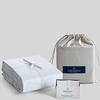 100% Organic Cotton King White Sheet Set | Percale Weave | 4 Piece | 300 Thread Count | GOTS Certified | Breathable Crisp Cool | Luxury Finish | Fits Upto 17