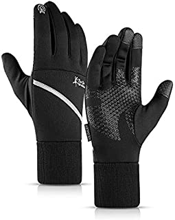 HiRui Winter Gloves Warm Gloves for Men and Women, Touch Screen Gloves Workout Gloves for Outdoor Running Cycling Training Climbing Golf, Full Finger Anti-Slip Waterproof Lightweight (Black, Medium)