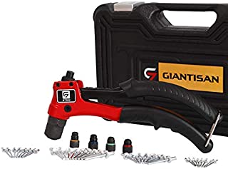 Rivet Gun, GIANTISAN Single Hand Riveter Kit, Professional Rivet Tool Kit with Assorted 80 Pcs Rivets in Rugged Carrying Case