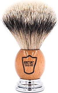 Parker Safety Razor - Deluxe Olivewood & Chrome Handle 100% Silvertip Badger Men's Shaving Brush & Stand