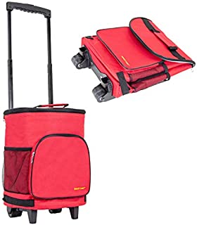 dbest products Ultra Compact Cooler Smart Cart, Red Insulated Collapsible Rolling Tailgate BBQ Beach Summer