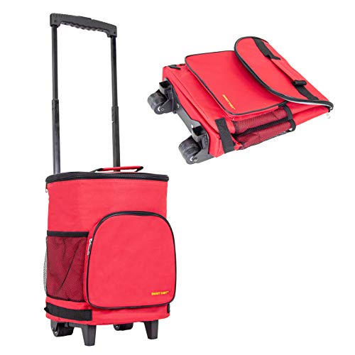 dbest products Ultra Compact Cooler Smart Cart, Red Insulated Collapsible Rolling Tailgate BBQ Beach Summer