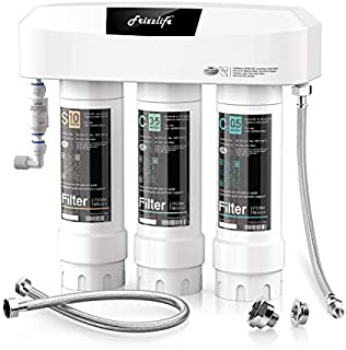 Frizzlife 3-Stage Under Sink Water Filter System SK99-NEW, Direct Connect, Certified 3-Stage 0.5 Micron Carbon Block, Remove 99.99% Lead, Chlorine, Chloramine, Fluoride, Odor & Bad Taste- Quick Change