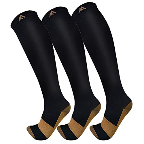 3 Pack Copper Compression Socks - Compression Socks Women & Men Circulation - Best for Medical,Running,Athletic