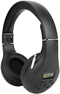 Portable Personal FM Radio Headphones with Best Reception, Walkman Wireless Headset FM Radio Ear Muffs for Walking, Jogging Powered by 2 AA Batteries(Not Included) -Black