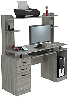 Inval Computer Work Center with Hutch, Smoke Oak