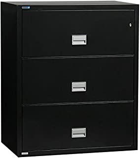 Phoenix Lateral 31 inch 3-Drawer Fireproof File Cabinet with Water Seal, Black