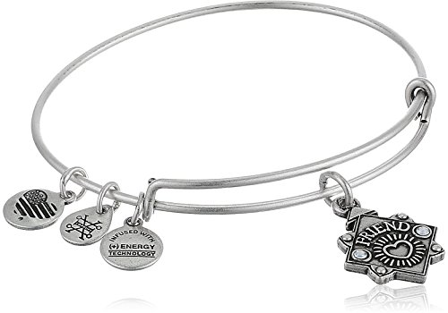 Alex and Ani Womens Because I Love You, Friend Charm Bangle Bracelet, Rafaelian Silver, Expandable