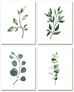 Botanical Prints Minimalist Wall Art | Set of 4 Leaf Prints Plant Wall Decor | Watercolor Pictures Minimalist Wall Art | Minimalist Decor Photo Prints | Botanical Wall Art | Premium Paper (8x10, UNFRAMED)