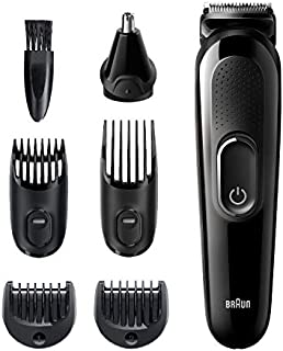 Braun 6-in-1 Beard Trimmer, Ear and Nose Trimmer, Cordless & Rechargeable Hair Clippers for Men, Black