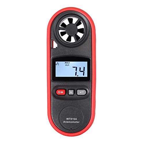 Proster IP65 Anemometer Handheld Wind Speed Meter Portable Wind Gauges Wind Temperature Measuring Air Flow Thermometer with LCD Backlight Wind Chill Outdoors Windsurfing Kite Flying Sailing