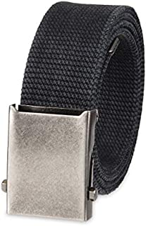 Columbia Men's Military Web Belt-Adjustable One Size Cotton Strap and Metal Plaque Buckle, Black