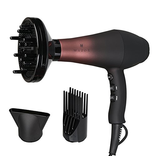 Wazor Pro Infrared Ionic Hair Dryer Tourmaline 1875W Powerful Blow Dryer for Faster Drying, Includes Diffuser & Concentrator & Comb, Soft Touch Finish