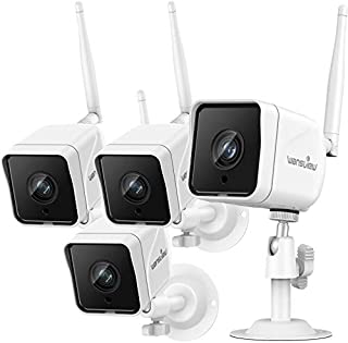 Security Camera Outdoor , Wansview 1080P Wireless WiFi IP66 Waterproof Surveillance Home Camera with Motion Detection, 2-Way Audio, ONVIF and RTSP Protocol and Works with Alexa W6-4PACK (White)