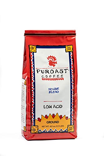 Puroast Low Acid Ground Coffee, House Blend, High Antioxidant, 2.5 Pound Bag