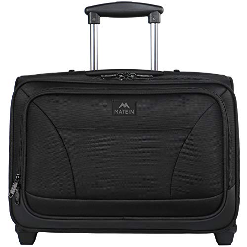 Rolling Laptop Bag, MATEIN Rolling Briefcase for Business Travel, Fits 17 inch Notebook, Carry-on Luggage Attache Case Waterproof Rolling Work Bag for Men and Women, Black