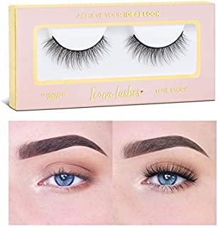 Icona Lashes Premium Quality False Eyelashes | Love Story | Fluffy and Universal for All Eyes | Natural Look and Feel | Reusable | 100% Handmade & Cruelty-Free