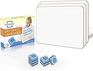 6 Pack Dry Erase Lap Board 9X12 | Interactive Learning Whiteboard Educational (Single Sided) Erasers Included