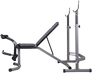 Body Champ Olympic Weight Bench with Leg Extension Curl Lift Developer Attachment, 2-Piece Combo Bench and Squat Rack Stand BCB3780