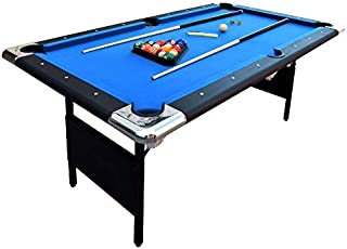 Hathaway Fairmont Portable 6-Ft Pool Table for Families with Easy Folding for Storage, Includes Balls, Cues, Chalk (Blue)