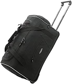 Travelers Club Adventure Rolling Duffel Carry-On Luggage, Black, Black