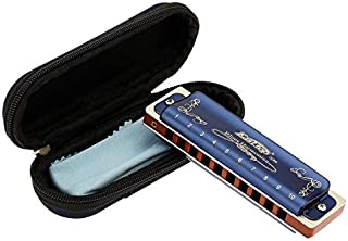 East top 10 Holes 20 Tones 008K Diatonic Harmonica Key of C with Blue Case, Standard Harmonicas For Adults, Professional Player, Beginner and Students