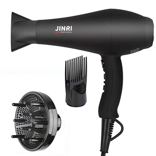 Hair Dryer 1875W, Negative Ionic Fast Dry Low Noise Blow Dryer, Professional Salon Hair Dryers with Diffuser, Concentrator, Styling Pik, 2 Speed and 3 Heat Settings