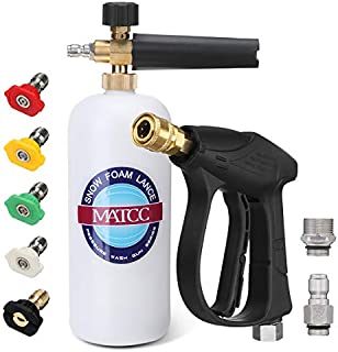 MATCC Foam Cannon Wash Gun Kit Pressure Washer Gun with 5 Nozzle Tips Snow Foam Lance Foam Blaster for 3000PSI Pressure Washer | M22-14mm and 3/8