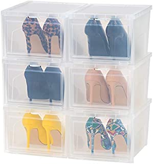 IRIS USA, Inc. NSSB-H Front Entry Stackable Shoe Box, Tall, Pearl, Model:591704