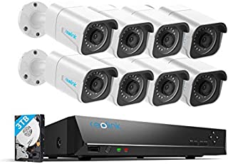 Reolink 4K 16CH PoE Security-Camera-System H.265, 8pcs 8MP PoE IP Security Cameras Outdoor, 16-Channel NVR 8MP with 3TB HDD, 24/7 Video Surveillance and Recording for Home and Business, RLK16-800B8