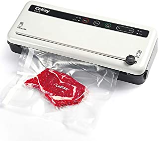 Cekay Vacuum Sealer Machine For Food Savers and Sous Vide, Automatic Vacuum Air Sealing System For Food Preservation With One Roll Starter Kit, Dry & Moist Food Modes, Built-in Bag Storage and Cutter, Compact Design