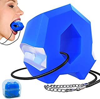 Jawline Exerciser - Face Lift & Neck Muscle Trainer, Double Chin Eliminator Exercise Ball, Perfect Jawline Shaper, Chisel Chin, Facial Toner Training, Jaw Definer Mouth Workout for Men & Women (BLUE)