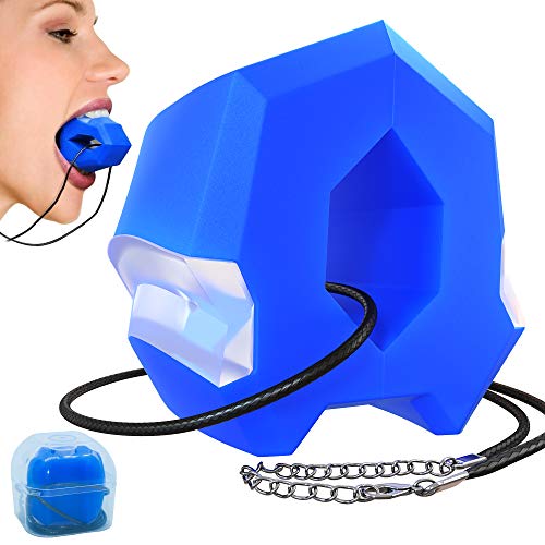 Jawline Exerciser - Face Lift & Neck Muscle Trainer, Double Chin Eliminator Exercise Ball, Perfect Jawline Shaper, Chisel Chin, Facial Toner Training, Jaw Definer Mouth Workout for Men & Women (BLUE)