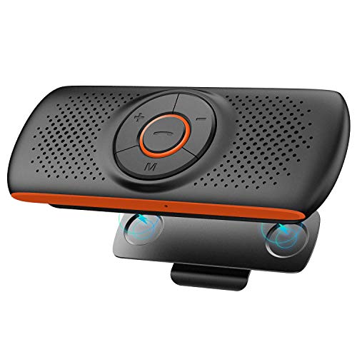 Aigoss Bluetooth Car Speakerphone for Cell Phone, Wireless Car Speaker Kit Music Player with 2 Phones Connection Simultaneous, Support Siri/Google Assistant/TF Card