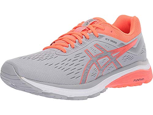 ASICS Women's GT-1000 7 Running Shoes, 9M, MID Grey/Flash Coral