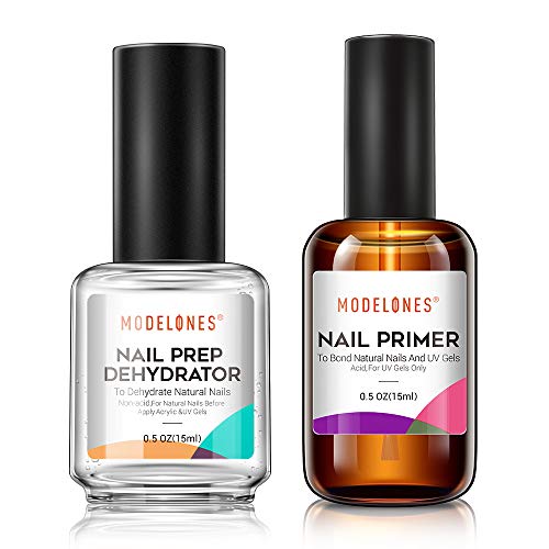 Modelones Nail Primer, Professional Natural Nail Prep Dehydrate & Bond Primer, Nail Protein Bond, Superior Bonding Primer for Acrylic Powder and Gel Nail Polish 15ml