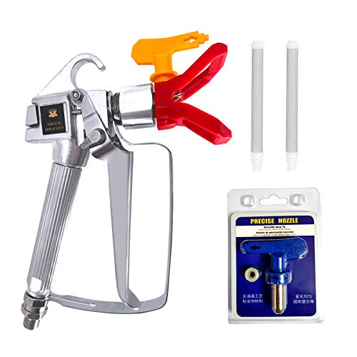 LAIBOREC Airless Spray Gun High Pressure with 2PCS 517 Tips and Nozzle Guard, 2PCS Airless Paint Spray Gun Filter for Graco Wagner Titan Pump Sprayer and Airless Spraying Machine