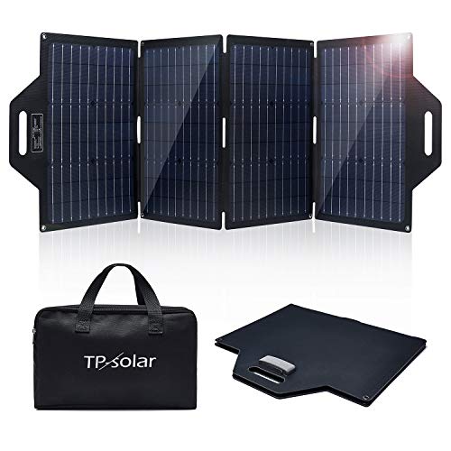 TP-solar 100 Watt Foldable Solar Panel Battery Charger Kit for Portable Generator Power Station Cell Phones Laptop 12V Car Boat RV Trailer Battery Charge (Dual 5V USB & 19V DC Output)