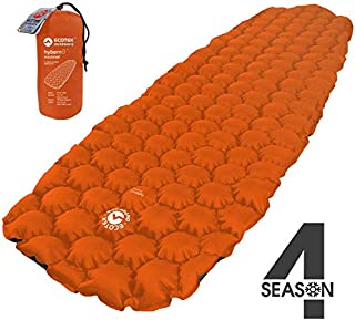 ECOTEK Outdoors Insulated Hybern8 4 Season Ultralight Inflatable Sleeping Pad with Contoured FlexCell Design - Easy, Comfortable, Light, Durable, Hammock Approved - Sub Zero Temp Rating [Fire Orange]