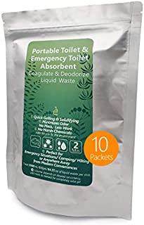 ZEMOZEN Portable Toilet Camping Toilet Porta Potty Urine Absorbent, Rapid Absorb & Gelling Liquid Waste in Emergency Toilet Compost Bags for Camping, Boating & Nursing(10 Packets)