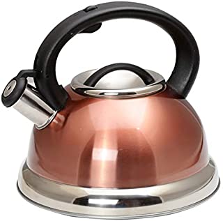 Creative Home 77066 Alexa Stainless Steel Whistling Tea Kettle with Aluminum Capsulated Bottom for Quick Heat Distribution, 3.0 Quart, Metallic Copper Color