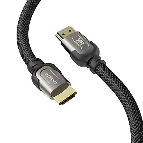 8K HDMI Cable 10ft, AUDIANO HDMI 2.1 48Gbps High Speed Nylon Braided HDMI Cord with eARC HDR10 4:4:4, 4K HDMI Cable Compatible with Apple Fire LG/Samsung QLED TV PS4/5 Switch Xbox/Blu-ray/Projector