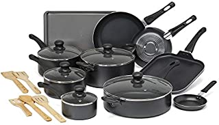 Ecolution Easy Clean Non-Stick Cookware, Dishwasher Safe Pots and Pans Set, 20 Piece, Black