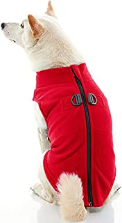 Gooby Zip Up Fleece Dog Vest - Red, Large - Step-in Dog Jacket with Zipper Closure and Leash Ring - Winter Small Dog Sweater - Warm Dog Clothes for Small Dogs for Indoor and Outdoor Use