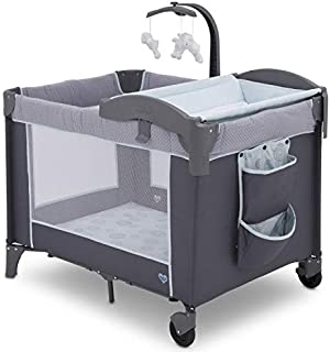 Delta Children LX Deluxe Portable Baby Play Yard With Removable Bassinet and Changing Table, Eclipse