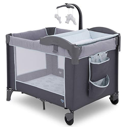 Delta Children LX Deluxe Portable Baby Play Yard With Removable Bassinet and Changing Table, Eclipse