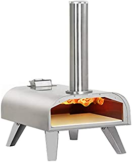 BIG HORN OUTDOORS Pizza Oven Wood Pellet Pizza Oven Wood Fired Pizza Maker Portable Stainless Steel Pizza Grill