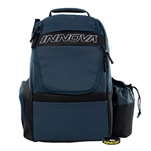 Innova Adventure Pack Backpack Disc Golf Bag  Holds 25 Discs  Lightweight  Includes Innova Limited Edition Stars Mini Marker (Navy/Black)